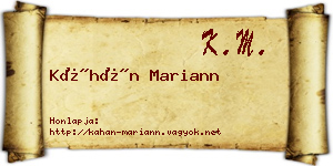 Káhán Mariann névjegykártya